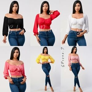 Long sleeve scrunch crop top